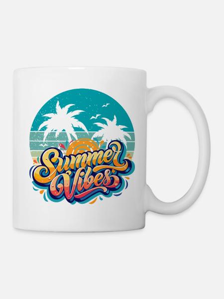 Ambiance estivale avec des palmiers - Mug blanc - blanc