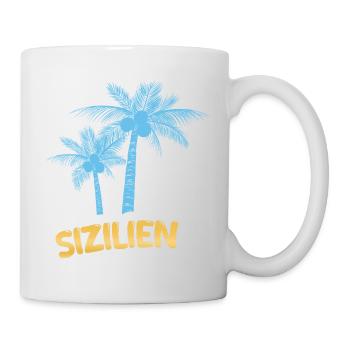 Sizilien als Palmen - Tasse - Weiß - Rechts
