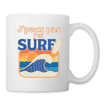 J’peux pas j’ai SURF – plage rétro - Mug blanc - blanc - Droite