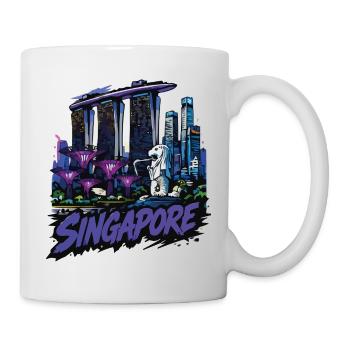 Singapore Neon Skyline & Merlion - Mug - white - Right
