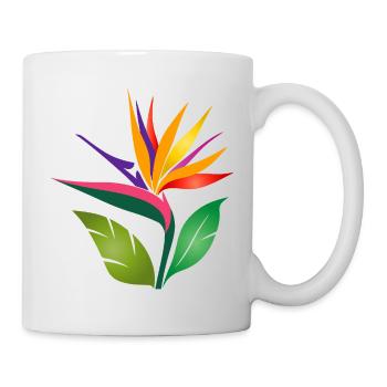 Fleur de l’oiseau de paradis | Fleurs tropicales colorées - Mug blanc - blanc - Droite