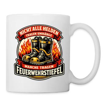 Feuerwehrstiefel Heldenmotto - Tasse - Weiß - Rechts