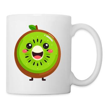 Kiwifrucht Kawaii Lächeln - Tasse - Weiß - Rechts