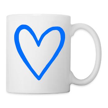 Blue Line Heart | Minimal Design - Tasse - Weiß - Rechts