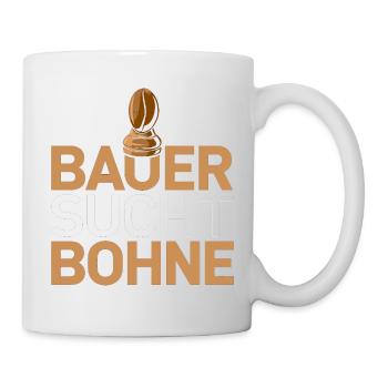 Schach Geschenk T-Shirt | Bauer sucht Bohne Humor - Tasse - Weiß - Rechts