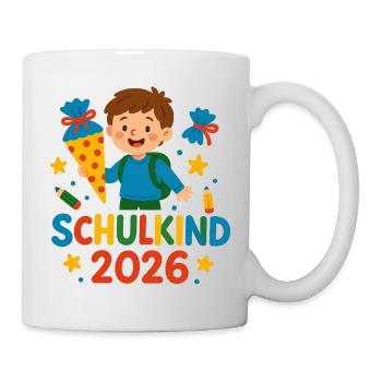 Schulkind 2026 – bunte Schulwelt - Tasse - Weiß - Rechts