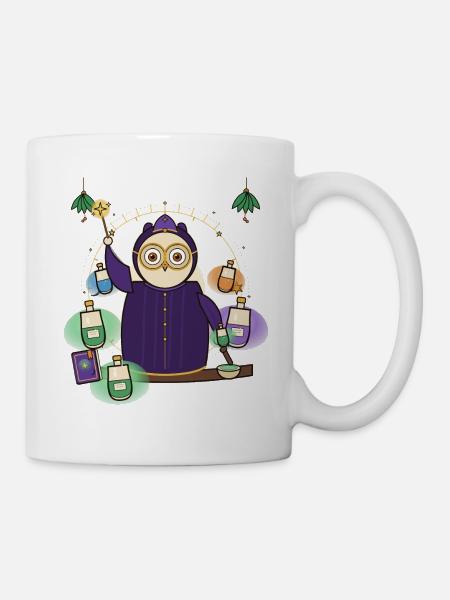 Magie-Eule im Purpurmantel - Tasse - Weiß