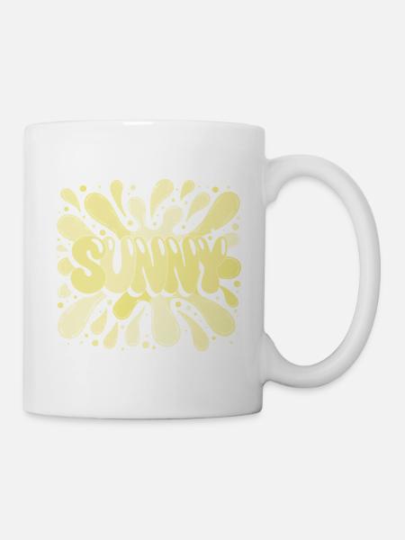 Sun Bubbles Retro Gelb - Tasse - Weiß