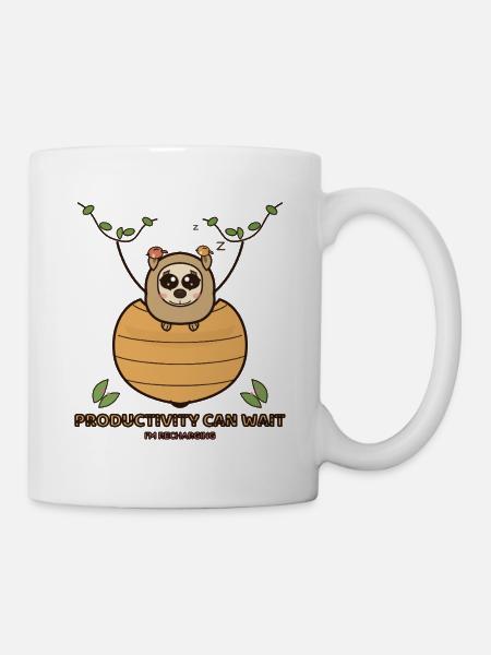 Niedliches Faultier am Bienenkorb - Tasse - Weiß