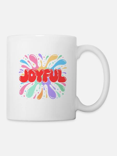 Freudige rote, bunte Spritzer - Tasse - Weiß