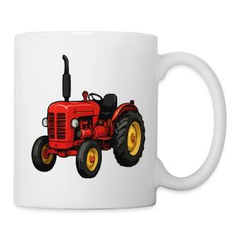 Tracteur rouge dans le champ - Mug blanc - blanc - Droite