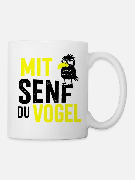 Mit Senf du Vogel, Bratwurst mit Senf - Tasse - Weiß