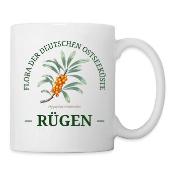 Flora der Ostsee – Sanddorn Skizze Rügen - Tasse - Weiß - Rechts