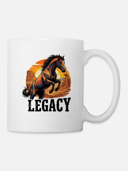 Wildpferde-Retro-Kunst - Tasse - Weiß
