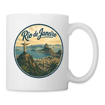 Rio de Janeiro Retro Skyline Badge - Tasse - Weiß - Rechts