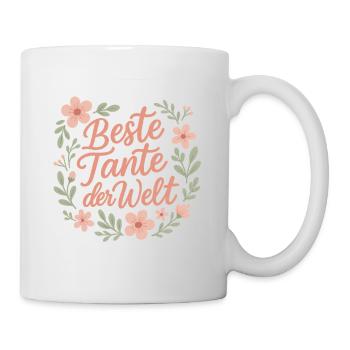 Beste Tante der Welt - Blütenrahmen - Tasse - Weiß - Rechts