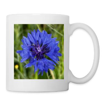 Blue cornflower close-up - Mug - white - Right
