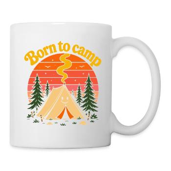 Born To Camp Retro 70s Sunset Cute Tent - Mug - white - Right