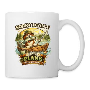 Désolé, je ne peux pas, j’ai des plans avec mon chien - Mug blanc - blanc - Droite
