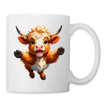Vache des Highlands en saut – Design animal dynamique - Mug blanc - blanc - Droite