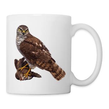 Falcon with sparrow - Mug - white - Right