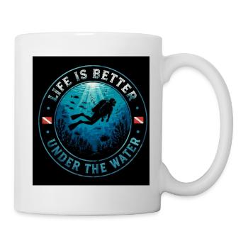 Leben Unter Wasser Tauchermotiv Kreis - Tasse - Weiß - Rechts