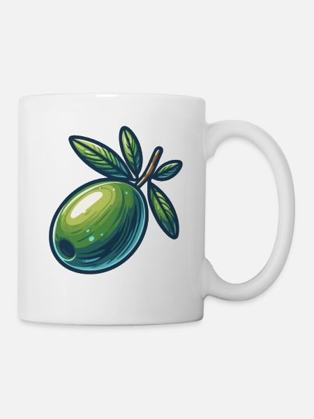 Stilisierter Olivensmaragd - Tasse - Weiß