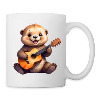 Petite loutre de dessin animé jouant de la guitare – Cool - Mug blanc - blanc - Droite