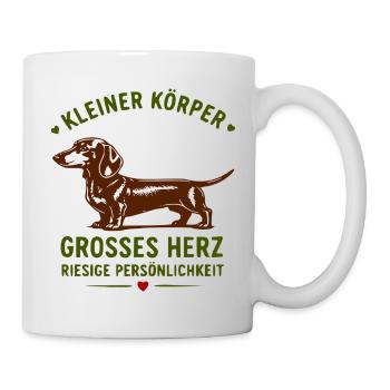 Kleiner Körper, Großes Herz – Dackel Spruch - Tasse - Weiß - Rechts