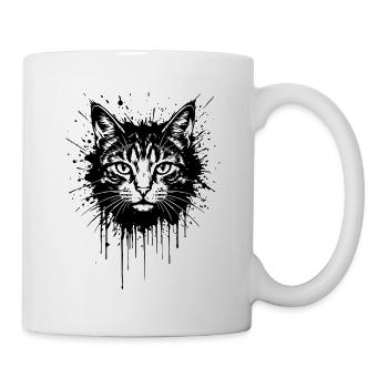 Katzenkopf-Splash-Tattoo - Tasse - Weiß - Rechts