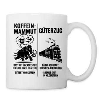 Koffein Mammut VS Güterzug - Tasse - Weiß - Rechts