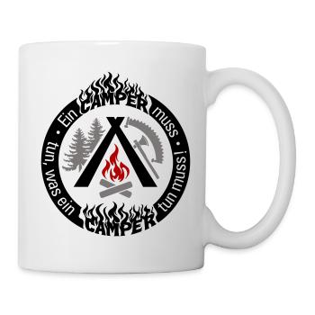 Camper lustiger Spruch 3-farbig individuell konfig - Tasse - Weiß - Rechts