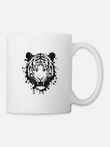 Tiger-Tinte spritzt schwarz - Tasse - Weiß