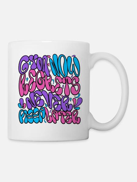 Typographie des bulles psychédéliques néon - Mug blanc - blanc