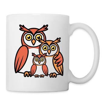 Eulen Cartoon - Tasse - Weiß - Rechts