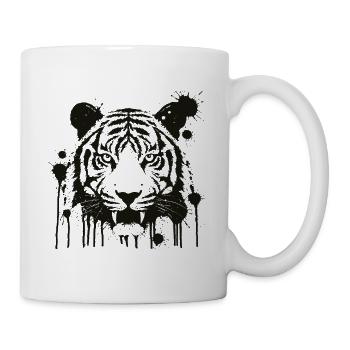 Schwarze Spritzer spritzten Tigerspritzer - Tasse - Weiß - Rechts