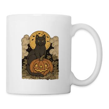 Halloween Cat Moon with Pumpkin - Mug - white - Right