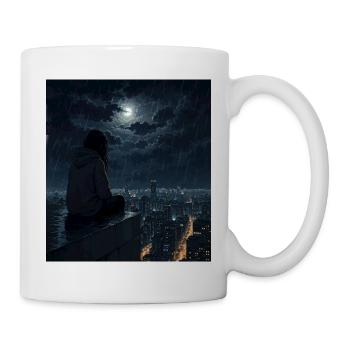 Nuit sur la pluie sur le toit - Mug blanc - blanc - Droite