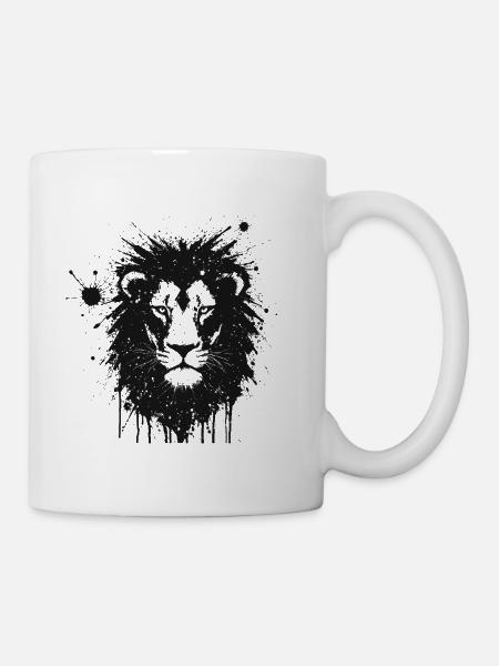 Löwen-Künstlerischer Spritzer - Tasse - Weiß