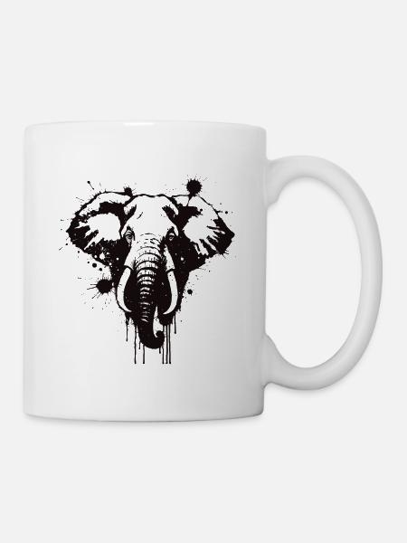 Elefanten-Grunge-Herz-Tinte - Tasse - Weiß