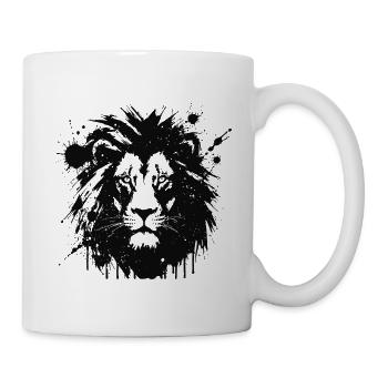 Lion éclaboussures noir - Mug blanc - blanc - Droite