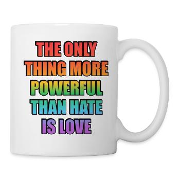Love Over Hate Rainbow Gradient LGBT Pride - Tasse - Weiß - Rechts