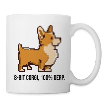 8-Bit Pixel Corgi T-Shirt - Tasse - Weiß - Rechts