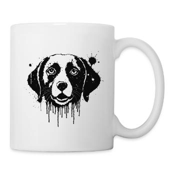 Beagle Dog Aquarell Schwarz gespritzt - Tasse - Weiß - Rechts