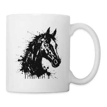 Pferde-Tintenspritzer - Tasse - Weiß - Rechts
