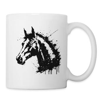 Schwarzer Spritzpferdekopf - Tasse - Weiß - Rechts