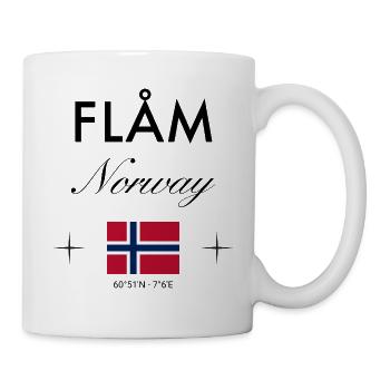 Flåm, Norvège, coordonnées, voyage, souvenir - Mug blanc - blanc - Droite