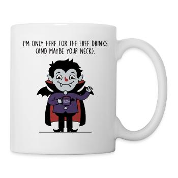 Kostenlose Getränke Vampir – lustiges Halloween-T-Shirt - Tasse - Weiß - Rechts