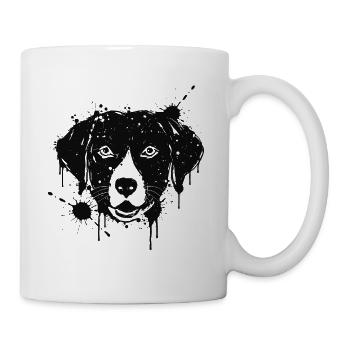 Labrador-Farbspritzer Hundekopf Schwarz - Tasse - Weiß - Rechts