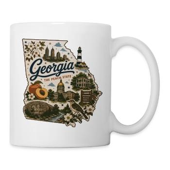 Georgia Peach State Vintage-Kartenaufkleber - Tasse - Weiß - Rechts